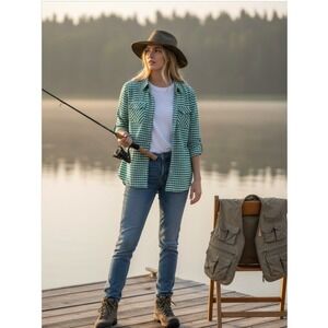 Simms‎ Guide Series Vented Pearl Snap Button Down Women's Fishing Top L